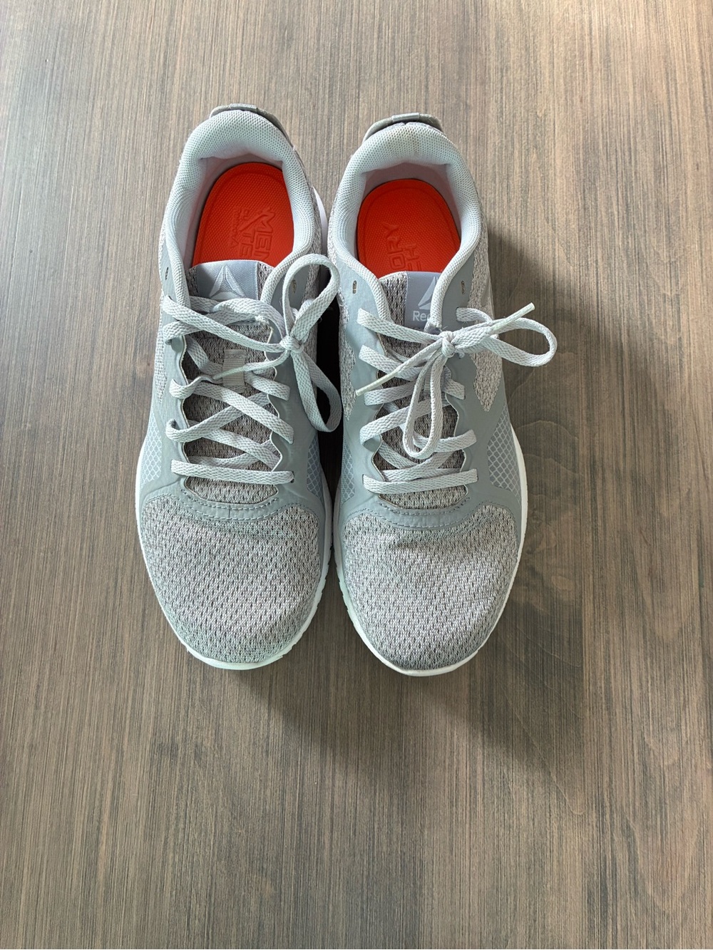 Light Gray Athletic Sneakers with Orange Insole